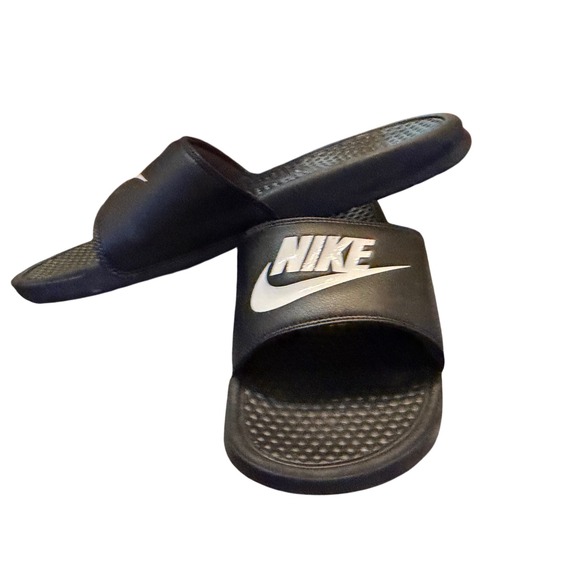 Nike Benassi JDI Black White Mens Slide Sandals Size 12 EUC - Picture 2 of 6